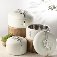 حافظة طعام من لقاء بتصميم مميز باللون الرمادى الفا...