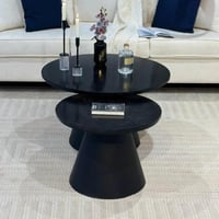 طقم طاولات مصنوع من المعدن والخشب باللون الاسود