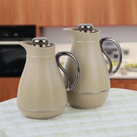 طقم ترامس لحفظ الشاي و القهوة بتصميم مميز لون بيج...