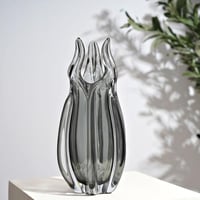 فازة ديكور زجاجية شفافة بتصميم فني مموج