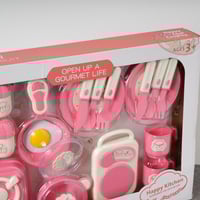لعبة ادوات المطبخ لون وردي وابيض