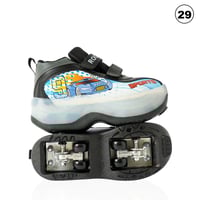 حذاء تزلج جلد بعجلات للاطفال بتصميم مميز لون اسود...