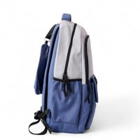 شنطة ظهر مدرسية مع مقلمة بلون أزرق ولمسات رمادية