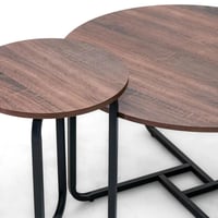 طقم طاولات كنب خشب و معدن بتصميم لون بنى