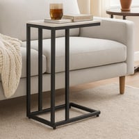 طاولة خدمة بسطح سيراميك وقواعد معدن لون أبيض x أسو...