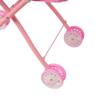 لعبة دمية مع عربة اطفال قابلة للطي لون زهري