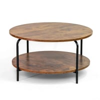 طقم طاولات كنب خشب و معدن بتصميم لون بنى محروق