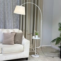 اباجورة عمود مع رف تقديم باللون الأبيض مقاس 184 سم