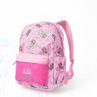 مجموعة شنطة ظهر مدرسية لول 4 في 1 بلون وردي