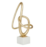 تحفة ديكور تجريدية ذهبية بقاعدة رخامية بيضاء