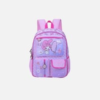شنطة ظهر مدرسية مع مقلمة بتصميم كرتوني لون وردي مق...