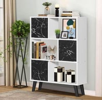 وحدة تخزين متعددة الاستخدام بتصميم رخامي – أبيض وأ...