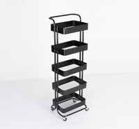 رفوف تخزين ترولي بتصميم أنيق لون أسود - 5 أدوار