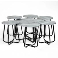 طقم طاولات كنب 1+6 بتصميم عصري وأنيق لون رصاصي