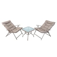 طقم جلسة خارجية قماش وهيكل معدني لون بني - 3 حبه