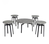 طقم طاولات خدمه جانبية بتصميم أنيق لون رمادى - 5 ق...