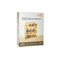 طقم علب بهارات زجاج مع استاند خشب 10 قطعة 3 دور