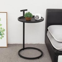 طاولة جانبيه معدن بتصميم دائري لون اسود مقاس 35x57...