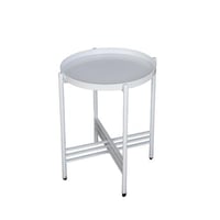 طاولة جانبية معدن بتصميم عصري لون ابيض مقاس 37x46...