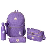 مجموعة شنطة ظهر مدرسية تولي 4 في 1 بتصميم قلوب لون...