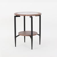 طاولة خدمة خشب بقواعد معدن باللون البني مقاس 45x55...