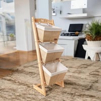 ستاند خشب بسلال 3 أدوار باللون البيج مقاس 99 سم