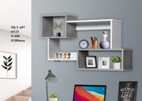 أرفف حائط خشب ماليزي لون أبيض X رصاصي مقاس 88x20x5...