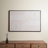 لوحة جدارية بتصميم راقي باللون الابيض والبيج مقاس...