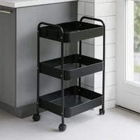 رفوف تخزين ترولي بتصميم مميز لون أسود - 3 أدوار