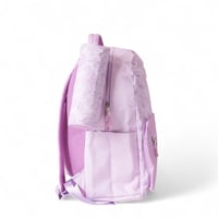 شنطة مدرسية بنفسجية للبنات بتصميم ورود ناعم ومقلمة...