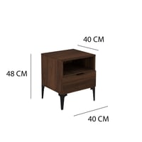 طاولة سرير جانبية خشب داكن مع درج ورف عملي