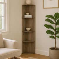 مكتبه زوايه 4 أرفف خشب لون بني مقاس 30x30x160 سم