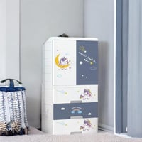خزانة ملابس للاطفال بتصميم عصري لون ابيض ورمادي مق...