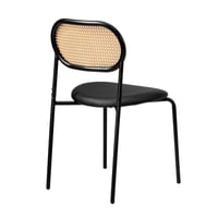 كرسي مفرد راتان بأرجل معدن باللون أسود x بيج مقاس...