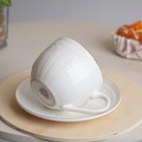 طقم فناجين شاي سيراميك مع صحون بلون أبيض×ذهبي – 12...