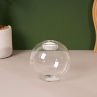 شمعدان زجاجي شفاف دائرى ذات تصميم بلورى مميز - 11...