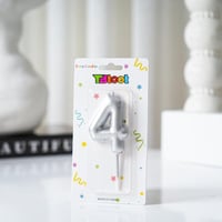 شمعه حفلات واعياد ميلاد على شكل رقم لون فضي- قطعه...