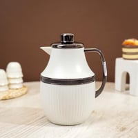 ترمس بتصميم مضلع باللون الابيض والاسود - 1 لتر