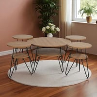 طقم طاولات عصري – تصميم حجري أنيق مع أرجل معدنية ل...