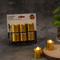 شموع مضيئة بتصميم مميز تعمل بالبطارية باللون الذهب...