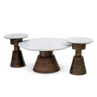 طقم طاولات مصنوع من الخشب بتصميم مميز باللون البنى...