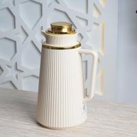 ترمس ضيافة بلون سكري وغطاء ذهبي – 1 لتر