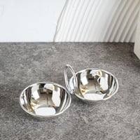 صحن تقديم الحلوي ستيل ثنائي لون فضي مقاس 10x20x5 س...