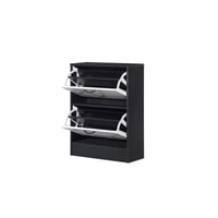 دولاب أحذية دورين بلون أبيض رخامي وأسود مع أدراج ق...