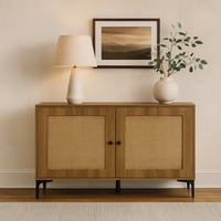 خزانة خشبية بأبواب من الرتان لون بني مقاس 120x45x8...