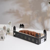 صينية تقديم أنيقة بتصميم رمضاني معدني – لون أسود