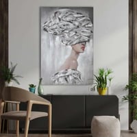 لوحة جدارية بتصميم فتاة مزودة بإطار خشبي مخفي لون...