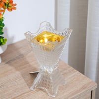 مبخرة زجاج بتصميم عصري باللون الشفاف والذهبي مقاس...