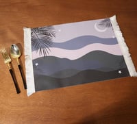 مفرش سفرة بتصميم هلال ونجوم لون ازرق - رمضان 2025