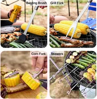 مجموعة أدوات شواء ستانلس ستيل لون فضي - 20 قطعة